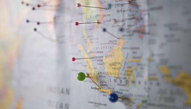 map with pinned locations