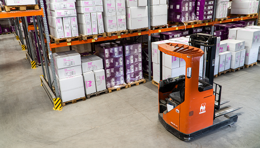 a forklift in a warehouse