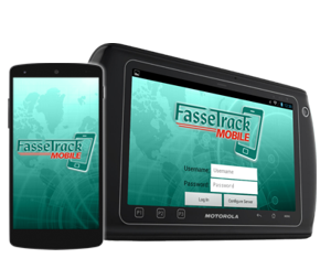 FasseTrack login screen on a phone and a tablet